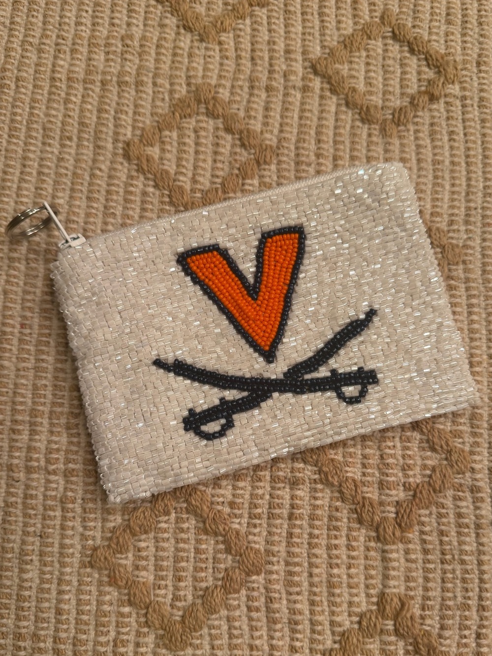 Tiana Beaded University of Virginia Coin Purse with Key Chain